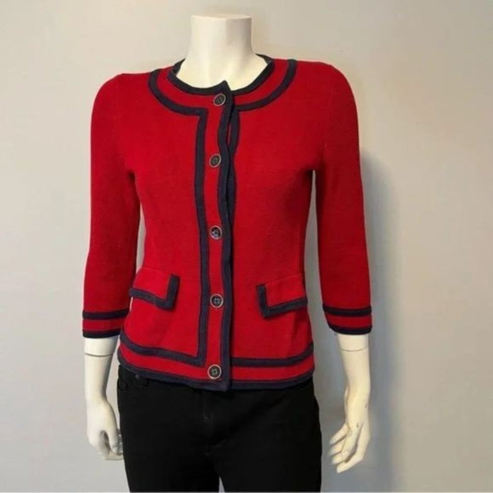 Vintage Talbots Red Knitted sweater jacket /cardigan size XS